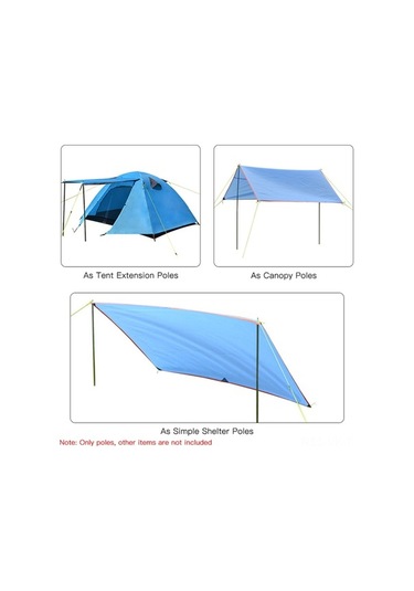 Pazly 2 Adet 200cm Çelik Kamp Çadır Direği - Taşınabilir Siyah Çadır Aksesuarı Siyah