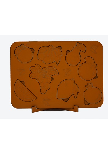 Çocuklar İçin Eğitici Ve Öğretici Ahşap Yapboz Puzzle Bul Tak Meyveler 30x20cm