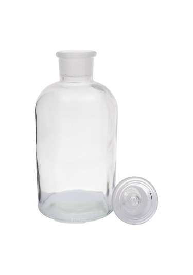 Borox Şilifli Cam Tıpalı Şeffaf Cam Miyar Şişe 500 ML