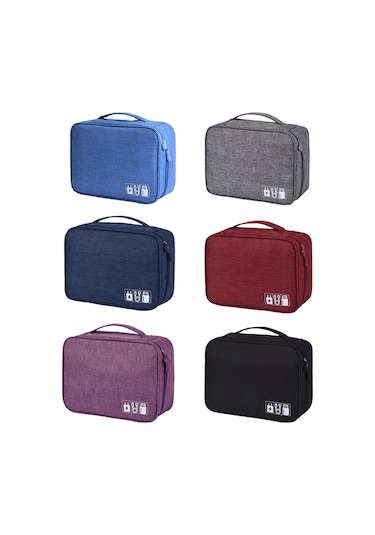 Yifomall Büyük Boy Dijital Çantası: Usb Kablosu, Powerbank, Kulaklık Saklama Kutusu - Çok Fonksiyonlu Bölmeli, Ağ Çantası İzolasyonu, Serbest Ayarlanabilir Bölmeler - Bordo