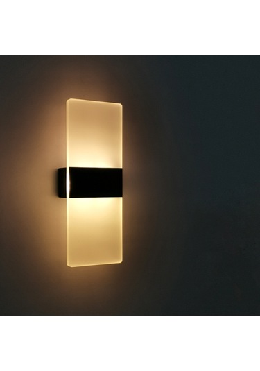 Dofolink Siyah Led Akrilik Duvar Lambası Sıcak Beyaz Işık - Yatak Odası, Otel, Koridor Dekoratif Aydınlatma Dik Açı, 6w Siyah