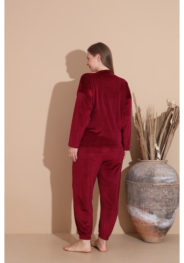 Boyraz Kadın Kışlık Fransız Kadife Büyük Beden Bisiklet Yaka Uzun Kol Pijama Takımı 03148 - 1 Adet Bordo Boyraz Kadın Kışlık Fransız Kadife Büyük Beden Bisiklet Yaka Uzun Kol Pijama Takımı 03148 - 1 Adet Bordo