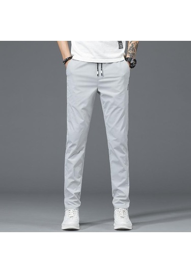 Yaz Erkek Günlük Pantolon Ince Kesit Gevşek Kore Trend Düz Yaz Polyester Buz Ipek Spor Pantolon Erkek Açık Gri Yaz Erkek Günlük Pantolon Ince Kesit Gevşek Kore Trend Düz Yaz Polyester Buz Ipek Spor Pantolon Erkek Açık Gri