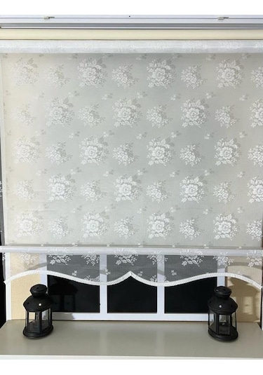 Çift Mekanizmalı Kırık Beyaz Tül Perde Ve Ekru Stor Perde Stb45253-v01