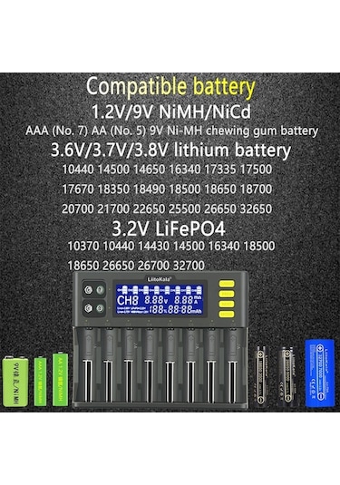 Maoyaya Liitokala Lii-s8 Pil Şarj Cihazı, 18650-26700 Pil İçin