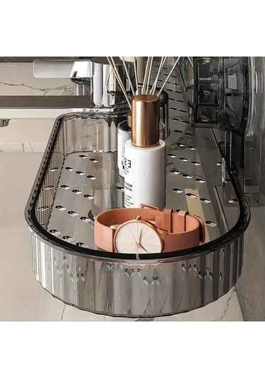 Gateesat Koyu Gri Modern Banyo Saklama Ünitesi Delme Yok Tasarruflu Duvar Askılı Koyu Gri