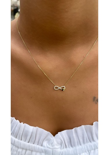 Fiyonk Kuyumculuk 14 Ayar Altın Mini Kalpli Sonsuzluk Kolyesi 001