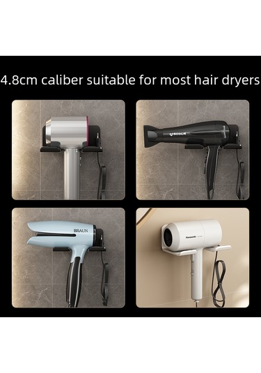 Mufunye Banyo Elektrikli Saç Kurutucu Tutucusu - Delme Yok, Duvar Tipi, Uzay Alüminyum, Beyaz, 120mm, Dayanıklı, Kolay Kurulum Diğer