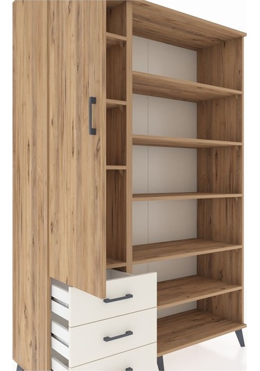 Hyperion Dolap 9 Raflı 3 Çekmeceli 3 Kapaklı 132x44x195 Çam-ç... Çam