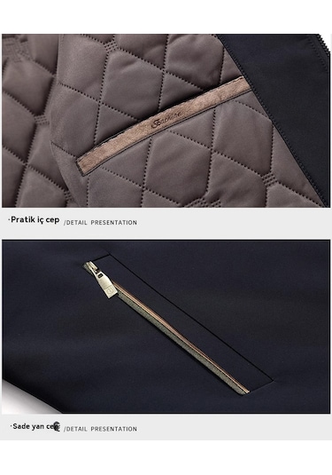 Sonbahar Ve Kış İçin Erkek Sıcak Mont Koyu Mavi