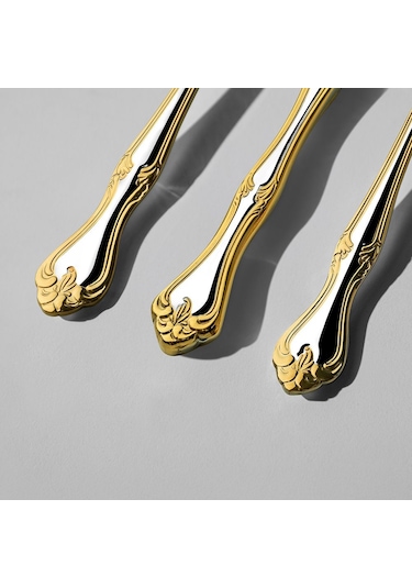 Nehir Lalezar Altın Sade 12 Kişilik 89 Parça Kutulu Çatal Kaşık Bıçak Takımı