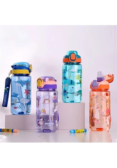 Maoyaya Çocuklar İçin Su Damlatmaz Bardak 600ml Dinozor Su Şişesi