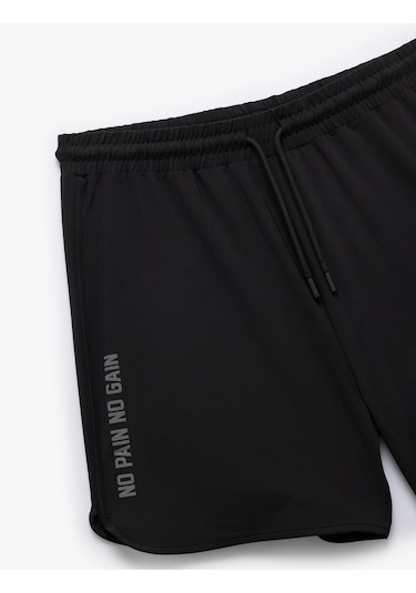 Koton Baskılı Cep Detaylı Beli Bağcıklı Spor Şort Siyah 5sam40043nk Siyah