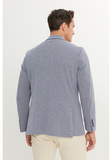 Erkek Lacı Pamuklu Slim Fit Dar Kesim Mono Yaka Armürlü Torba Cepli Blazer Ceket Lacı