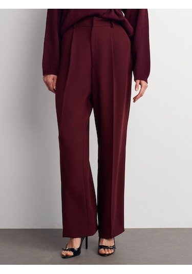 Dilvin 7954 Yüksek Bel Pantolon-bordo Bordo