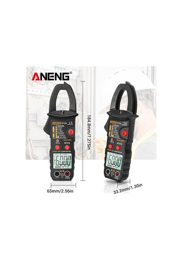 Jeemson Aneng St184 Siyah Gerçek Rms Klepmetre - Ac/dc Voltaj, Akım, Direnc, Kapasite, Sıcaklık, Frekans Ölçümü Pil Yok