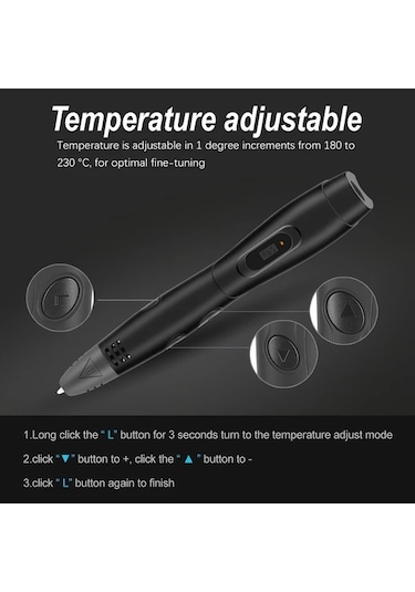 Xuweiwei Setookj Siyah 3d Baskı Kalemi 6 Hız Ayarlı 12 Renkli Pla Filament Dıy El Sanatları İçin