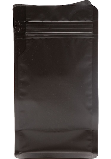 Packtory Flat Bottom Düz Tabanlı Mat Siyah Önden Kilitli Ambalaj 11,5X21,5+4 cm.250 Gr.-50 Adet