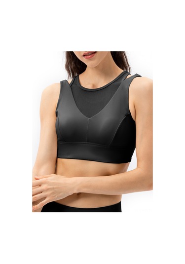 Kosona Kadınlar İçin Spor Büstiyesi - Özel Tasarım Açık Örgü - Çıkarılabilir Pad - Arka Kanca - Yoga Ve Spor Aktivitesi İçin - Siyah - Avrupa Beden 6/m SiYAH