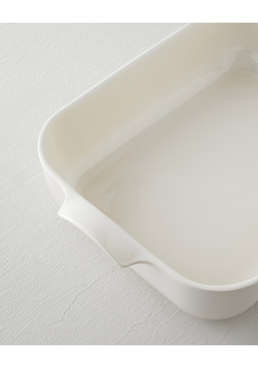 English Home Hecha Seramik Dikdörtgen Fırın Kabı 40 Cm Krem Krem