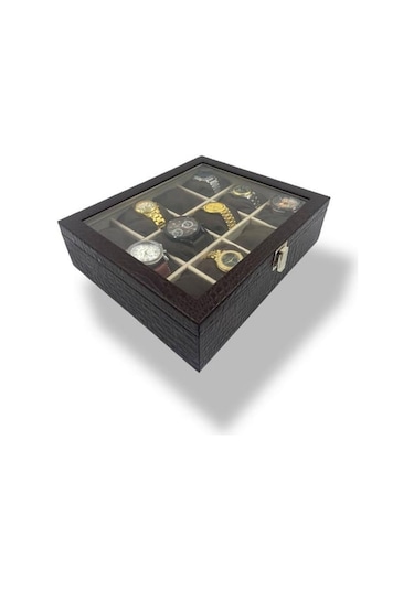 Richbo x 12'li Saat Kutusu Timsah Kahve