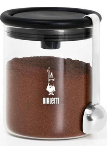 - Kahve Saklama Kavanozu - 250gr - Silikon Contalı Hava Geçirmez Kapak - Paslanmaz Ölçü Kaşığı - Cam Kavanoz