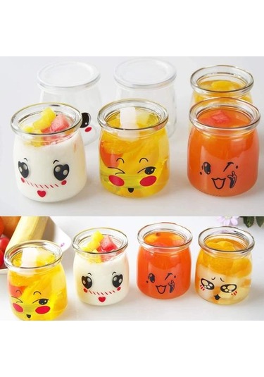 6 Adet Sevimli Küçük Cam Yoğurt Kavanoz Kapakları Ile Bebek Gıda Kavanozları Puding Bal Düğün Düğün Duş Şeker & Amp İçin Bal Kavanoz Yedek Cam Kavanoz Krema Tencere 4 Izgara