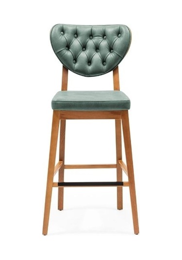 Olivya Ahşap Bar Sandalyesi Yeşil