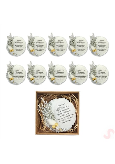 Kutulu Ve Süslü 6,50 Cm Epoksi Taşlı Magnet, Gümüş - 10 Adet Gümüş