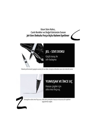 İnce Fırça Uçlu Kalem Eyeliner Natural Fix Brush Pen Liner Black 1
