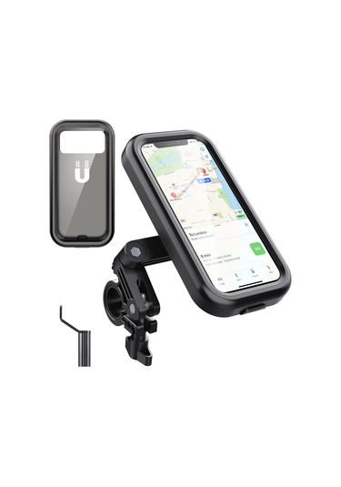 Hl-159 Su Geçirmez Motosiklet Dikiz Aynası 47-68 Inç Telefonlar Için Telefon Montaj Tutacağı Rotasyonu - Tamamı Siyah