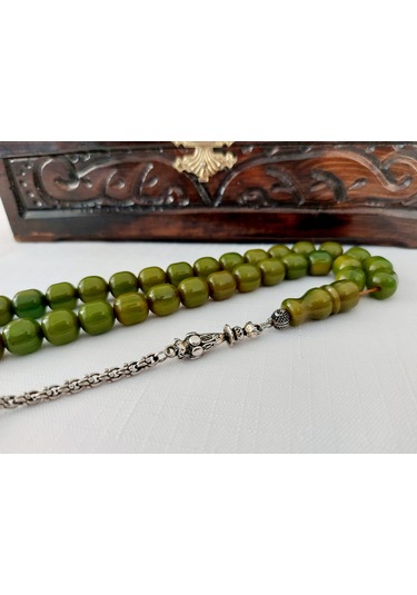 Çubuk Malzemeden Yapılma Küre Kesim Sıkma Kehribar Tesbh11.5x11.5