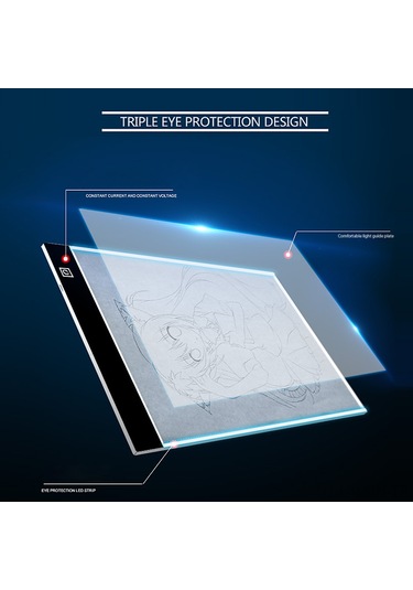 Neevoyu A4 Led Işıklı Çizim Tahtası - 3 Seviye Parlaklık, Usb Kablolu, Animasyon & Çizim İçin Eğitici Hediyelik Malzeme Çok Renkli