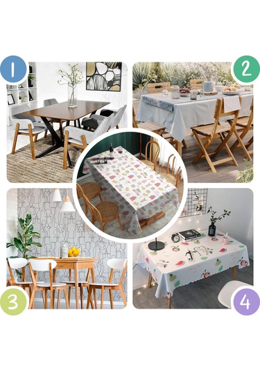 Noel Desenli Dikdörtgen Masa Örtüsü 60x84 İnç, Su Geçirmez Ve Leke Tutmaz Noel Baba Noel Araba