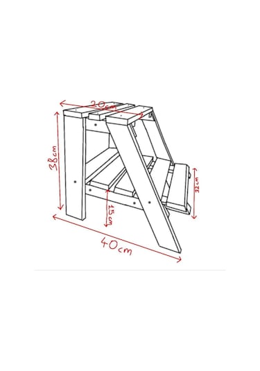 Merdiven Tabure Ahşap Basamak Yükseltici Mutfak Taburesi