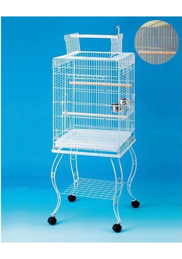 Sehpalı Papağan Kafesi Benekli Dövme Demir 51 x 51 x 129 CM