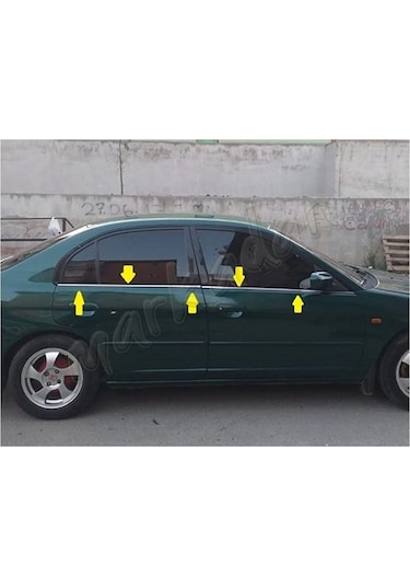 Honda Civic Krom Cam Çıtası 2001-2005 4 Parça Paslanmaz Çelik