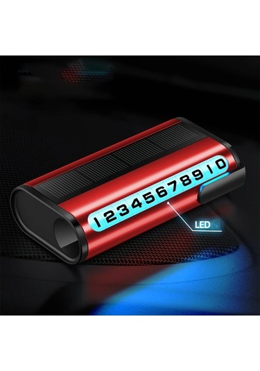 Boatshop1 Kırmızı Güneş Enerjili Şarj Gerektirmeyen Gece Lambası Döner Kadran Gizli Ekran Yüksek Kaliteli Park Numarası Kartı