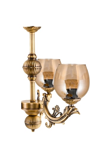 Dede Üç Kollu Sava Zamak Avize Bal Rengi Camlı Eskitme Bal