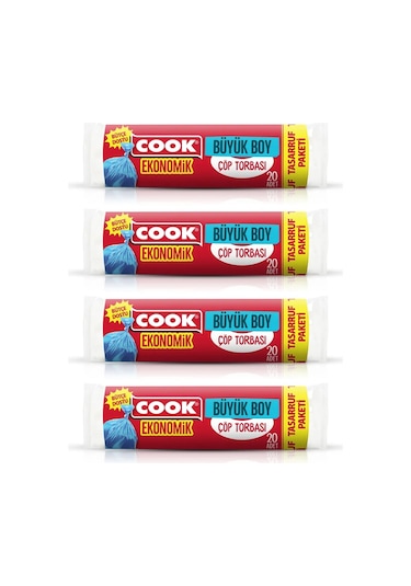 Cook Büyük Çöp Torbası 65 80 Cm 20 Li X 4 Adet