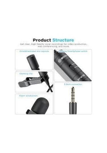 Boya By-m1s Kablolu Yaka Mikrofonu Pc Akıllı Telefon Dslr İçin 3.5mm Trrs Kondenser Yaka Mikrofonu