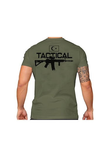 Alfa Giyim Tactical Silah Baskılı Tişört Siyah Haki
