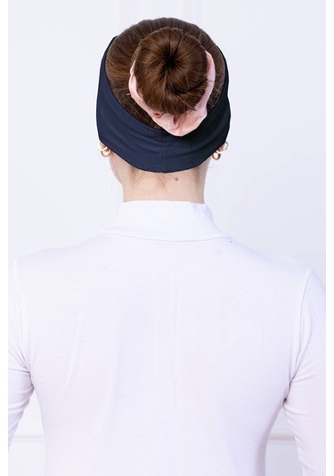 Kaymayan Silikonlu Bandana Bone Lacivert - Kadın Tesettür Dikişsiz Kaymaz Geçme - Sportif Saç Bandı Lacivert