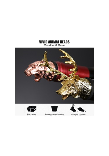 Moveevo Premium Çinko Alaşımlı Geyik Başlı Şarap Sürahisi - Hava Kilitli Silikon Ağız Diğer