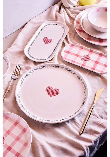 Hearts 8 Parça 2 Kişilik Yemek Takımı Cokrenklı Desenli