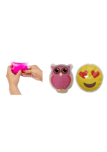 Emoji Pembe Baykuş Cep Sobası,el Isıtıcı,2 Adet Sıcak Su Torbası