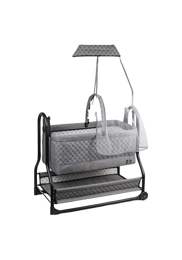 N'pratik Dönenceli Npratik Lüx Bebek Beşiği Nenni Silinebilir Portatif Sallanır Sepet Beşik Hamak Beşik Füme