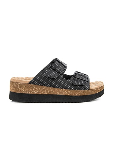 Muya Recast Anatomik Taban Topuk Dikeni Kadın Terlik Siyah - Bej