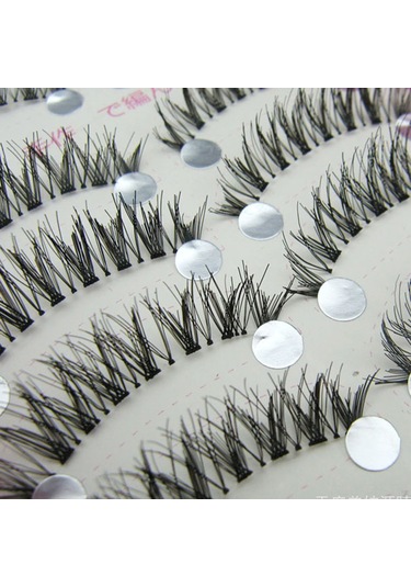 Folinda 10 Çift Fiber Sahte Kirpikler - Göz Kuyruğu Uzunlastirilmis, El Yapimi, Dogal Gorunum, Uzun Sureli Konfor, Hs-8 01 Stili