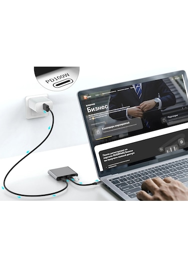 Platoon Pl-5580 4 İn 1 Type-c To 2x Hdmı + Usb+type-c Çevirici Dönüştürücü